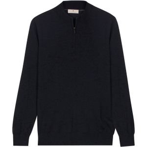 Thomas Maine Half-Zip Sweater marine, Effen