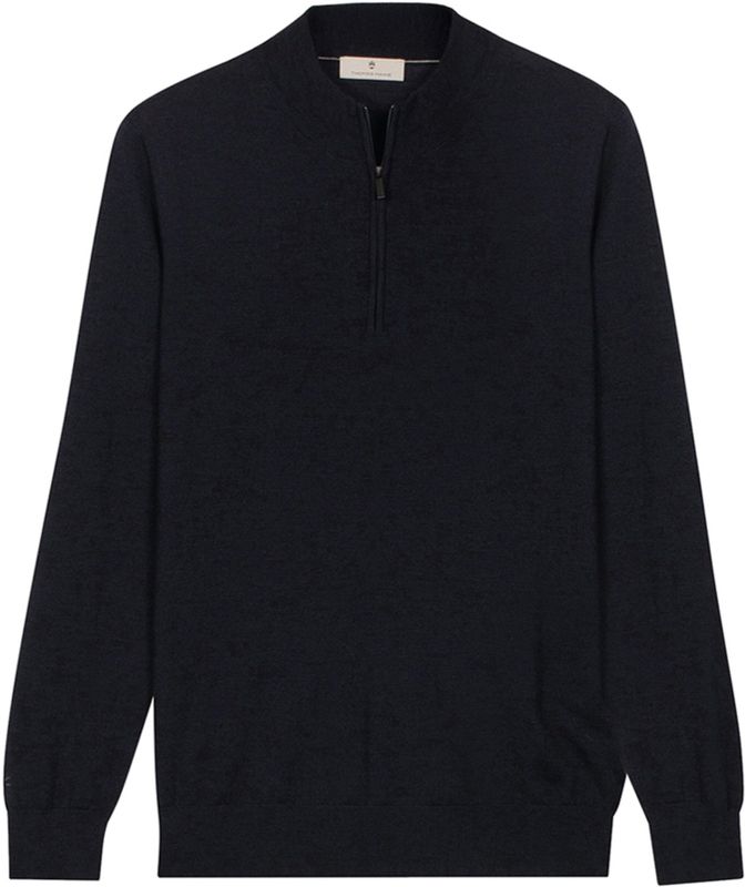 Thomas Maine Half-Zip Sweater marine, Effen
