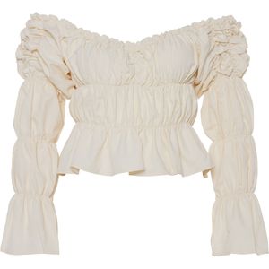 Laagam Blouse ecru (Maat: XS) - Effen - Halslijn: Off shoulder,
