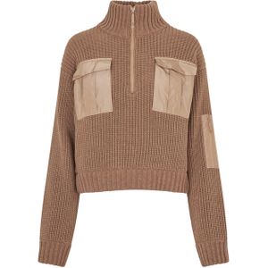 Baum und Pferdgarten Trui bruin (Maat: L) - Halslijn: Opstaande kraag met rits,