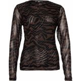 GARCIA - Dames Print T-shirt - Zwart - Lange Mouw