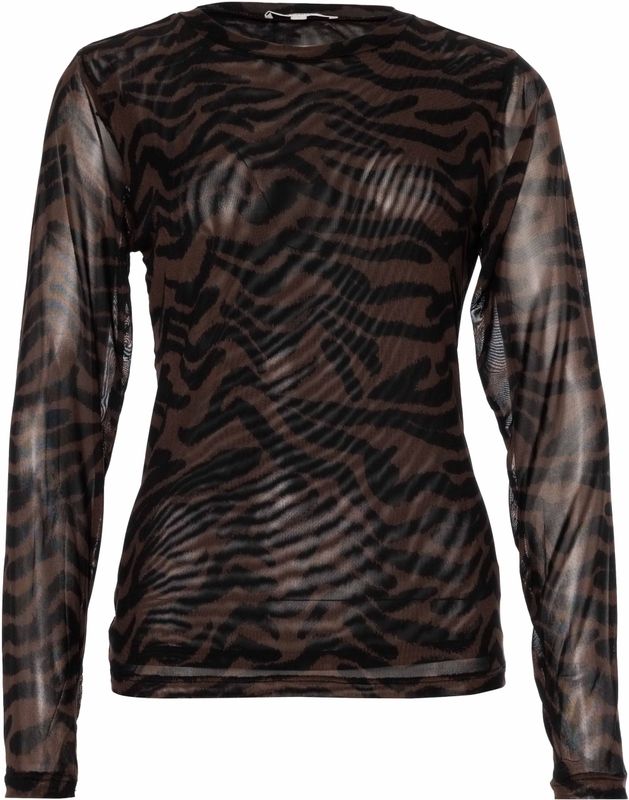 GARCIA - Dames Print T-shirt - Zwart - Lange Mouw