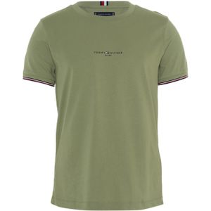 Tommy Hilfiger T-shirt groen (Maat: L) - Tekst - Halslijn: Ronde hals,