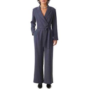 SUNCOO Jumpsuit grijs (Maat: L) - Effen - Halslijn: Revers,