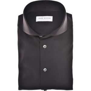 John Miller Heren overhemd lange mouw bruin (Maat: 38) - Effen
