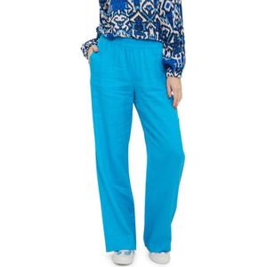 Kyra trousers solid linen blend broek blauw (Maat: 46)