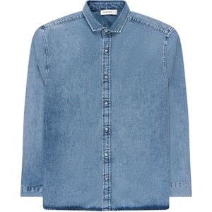 The GoodPeople Overhemd lange mouw blauw (Maat: M) - Effen