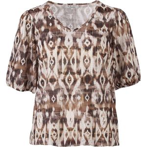 Enjoy Dames t-shirt bruin (Maat: S) - Halslijn: V-hals,