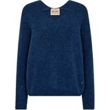 Mos Mosh Dames trui blauw (Maat: XS) - Effen - Halslijn: V-hals,