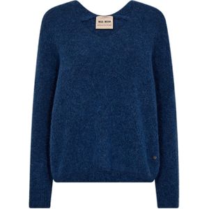 Mos Mosh Dames trui blauw (Maat: XS) - Effen - Halslijn: V-hals,