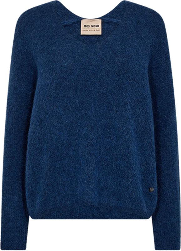 Mos Mosh Dames trui blauw (Maat: XS) - Effen - Halslijn: V-hals,
