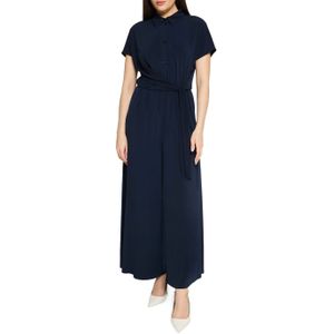 CUPSHE Dames jumpsuit boothals lange mouwen brede pijpen rug split riem elegante overall, Zwart, L