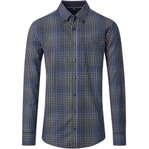 Casa Moda Heren overhemd lange mouw blauw (Maat: L) - Ruit