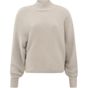 YAYA Trui beige (Maat: XS) - Effen - Halslijn: Opstaande kraag,