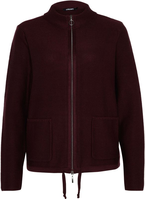 Olsen Vest bordeaux (Maat: 36) - Effen - Halslijn: Opstaande kraag,