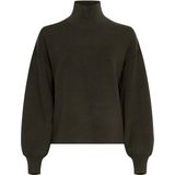 Moss Copenhagen Dames coltrui groen (Maat: XS-S) - Effen - Halslijn: Col,