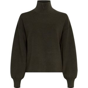 Moss Copenhagen Dames coltrui groen (Maat: XS-S) - Effen - Halslijn: Col,