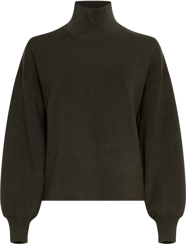 Moss Copenhagen Dames coltrui groen (Maat: XS-S) - Effen - Halslijn: Col,