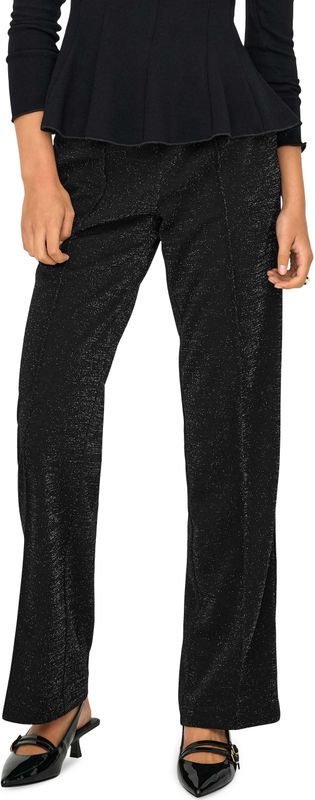 Only - ONLPOPTRASH - Glitterbroek - Zwart - Regular Fit - Rechte Pijpen