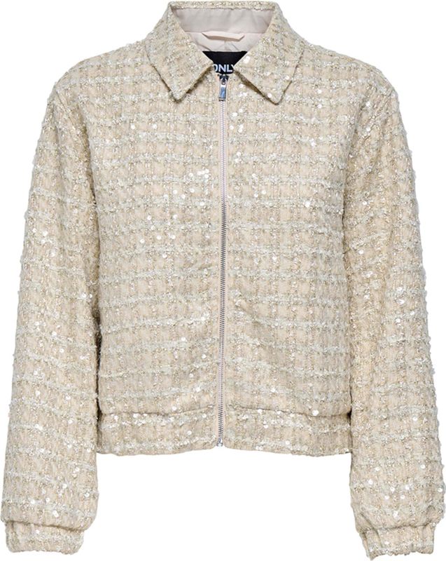 Only - Onlsigne Sequin Boucle Jacket - Damesjas - Pumice Stone