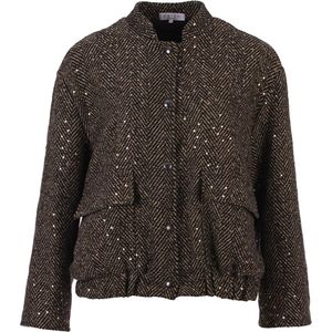 Enjoy - Jas - Beige - Bomber Jasje - Fishbone/Pailletten
