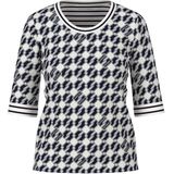 Marc Cain - T-shirt - Ecru/Zwart - Normale Pasvorm - Halve Mouw