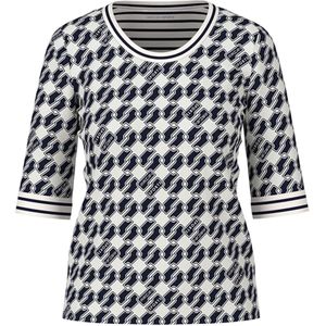 Marc Cain - T-shirt - Ecru/Zwart - Normale Pasvorm - Halve Mouw