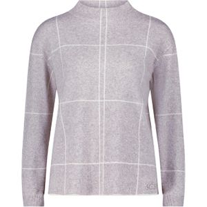 Betty Barclay - So Cosy Dames trui grijs (Maat: 38) - Ruit - Halslijn: Opstaande kraag,