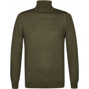 Profuomo - Turtleneck Trui - Olijfgroen - Merino Wol - Modern-fit