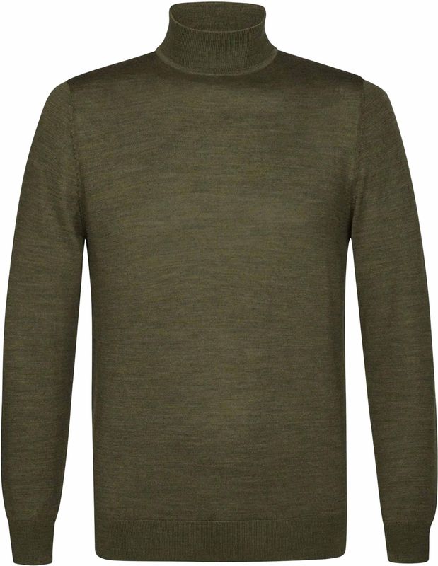 Profuomo - Turtleneck Trui - Olijfgroen - Merino Wol - Modern-fit