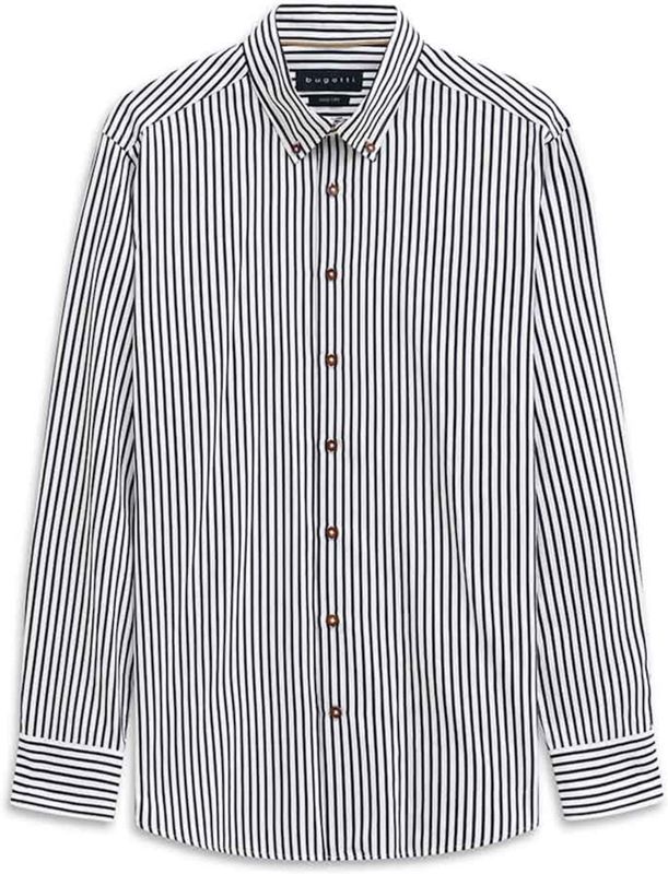 Bugatti - Overhemd - Marine - Lange Mouwen - Easycare - Gestreept - Katoen