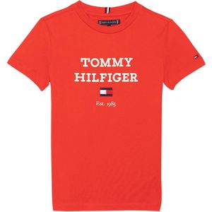 Tommy Hilfiger T-shirt rood (Maat: 152) - Tekst - Halslijn: Ronde hals,