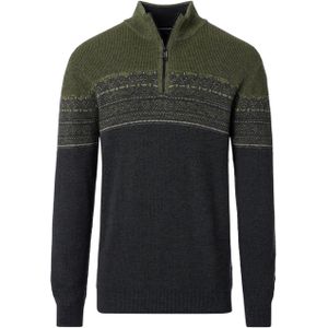 Casa Moda Heren trui met rits groen (Maat: M) - Halslijn: Opstaande kraag met rits,