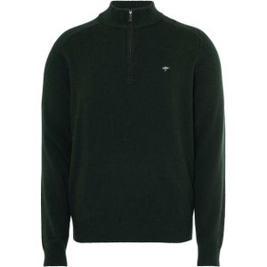 Fynch-Hatton Heren trui met rits groen (Maat: L) - Effen - Halslijn: Opstaande kraag met rits,