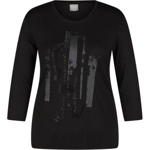 Rabe Longsleeve zwart (Maat: 48) - Fotoprint - Halslijn: Ronde hals,