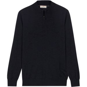 Thomas Maine Heren trui met rits blauw (Maat: 3XL) - Effen - Halslijn: Opstaande kraag met rits,