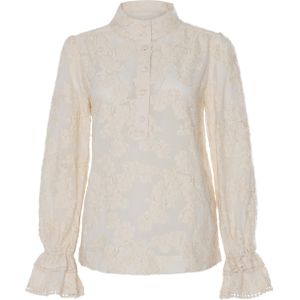 Dea Kudibal Blouse ecru (Maat: L) - Effen - Halslijn: Opstaande kraag,