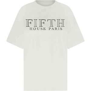 Fifth House T-shirt ecru (Maat: 34) - Tekst - Halslijn: Ronde hals,