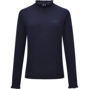 HV Society Dames trui blauw (Maat: 36) - Effen - Halslijn: Opstaande kraag,