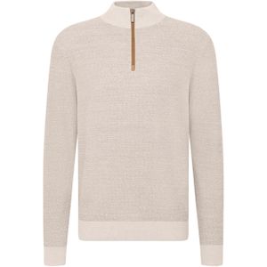 Bugatti Trui beige (Maat: 2XL) - Effen - Halslijn: Opstaande kraag met rits,