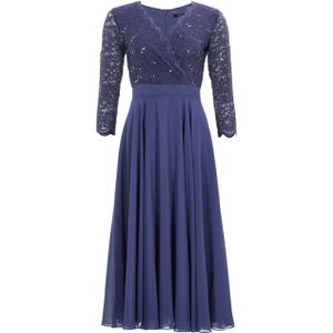 Swing Dames jurk blauw (Maat: 34) - Glitter - Halslijn: V-hals,