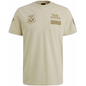 PME Legend T-shirt ecru (Maat: M) - Tekst - Halslijn: Ronde hals,