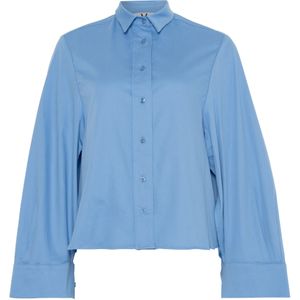 Est'Seven Dames blouse blauw (Maat: L) - Effen - Halslijn: Polokraag,