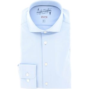 Pure Heren overhemd lange mouw blauw (Maat: 45) - Effen