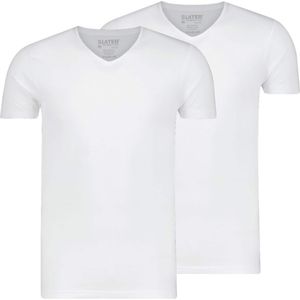 Slater T-shirt wit (Maat: L) - Effen - Halslijn: V-hals,