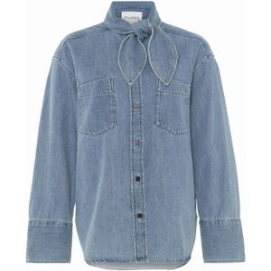 Closed Blouse blauw (Maat: S) - Effen - Halslijn: Polokraag,