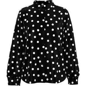 Desoto Blouse zwart (Maat: 36) - Stip - Halslijn: Polokraag,