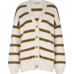 Studio Anneloes Dames vest ecru (Maat: S) - Streep - Halslijn: V-hals,