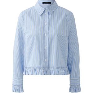 OUI Dames blouse blauw (Maat: 36) - Streep - Halslijn: Polokraag,