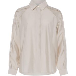 Second Female Blouse beige (Maat: L) - Effen - Halslijn: Kraag,